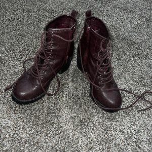 purple bootie combat boot